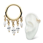 Invictus | 14k gold | 5-Marquise Dangle Hinged Hoop