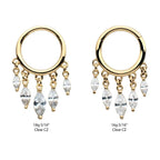 Invictus | 14k gold | 5-Marquise Dangle Hinged Hoop