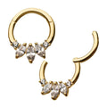 Invictus | 14k gold | 5-Cluster Prong Marquise Hinged Hoop | Cubic Zirconia
