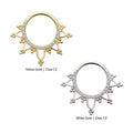 Invictus | 14k gold | Beaded Edge with 1mm Gems | Front Facing Hinged Hoop | Clear CZ