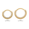 Invictus | 14k gold | Beaded Edge Front Facing Hinged Hoop | Clear CZ