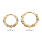 Invictus | 14k gold | Beaded Edge Front Facing Hinged Hoop | Clear CZ