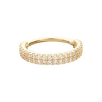 Invictus | 14k gold | Double Row Pave Gem | Side Facing Hinged Hoop | Clear CZ