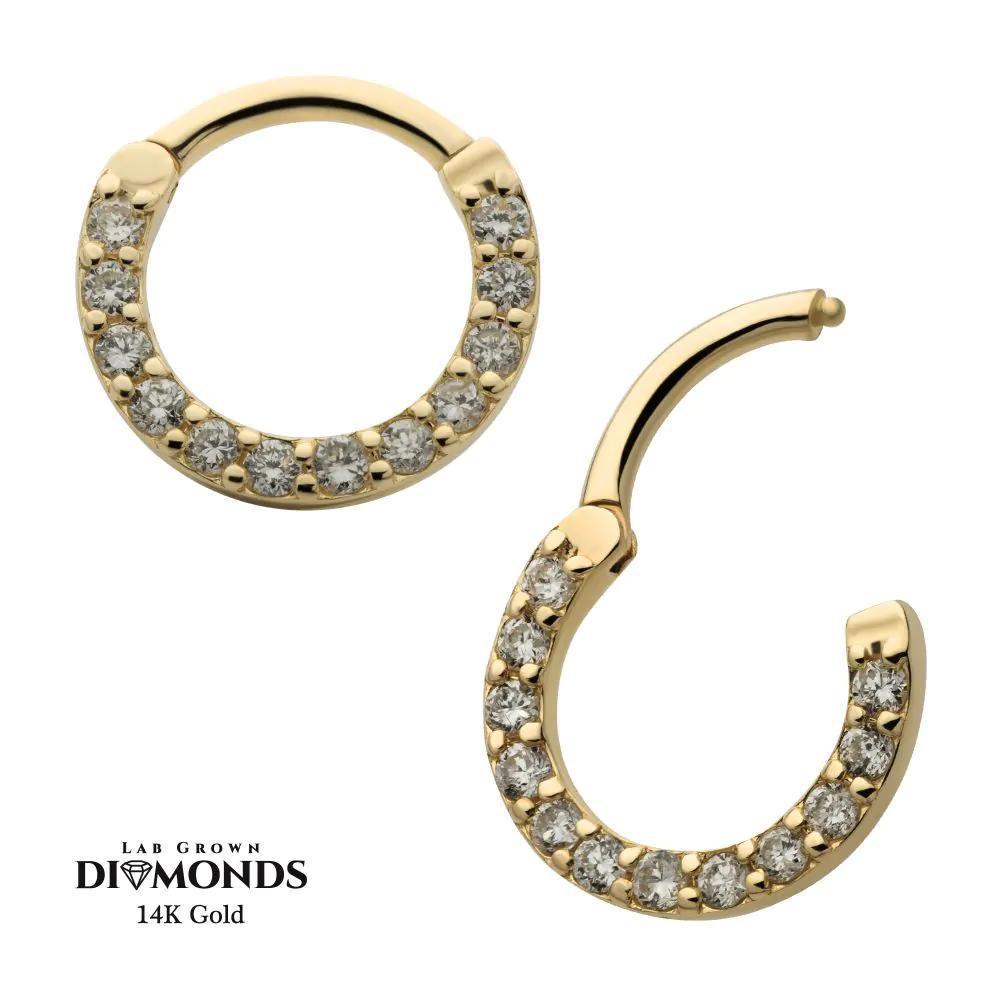 Invictus | 14k gold | Eternity Front Facing Hinged Hoop | Lab-Grown Diamonds