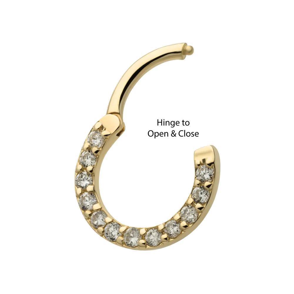 Invictus | 14k gold | Eternity Front Facing Hinged Hoop | Lab-Grown Diamonds