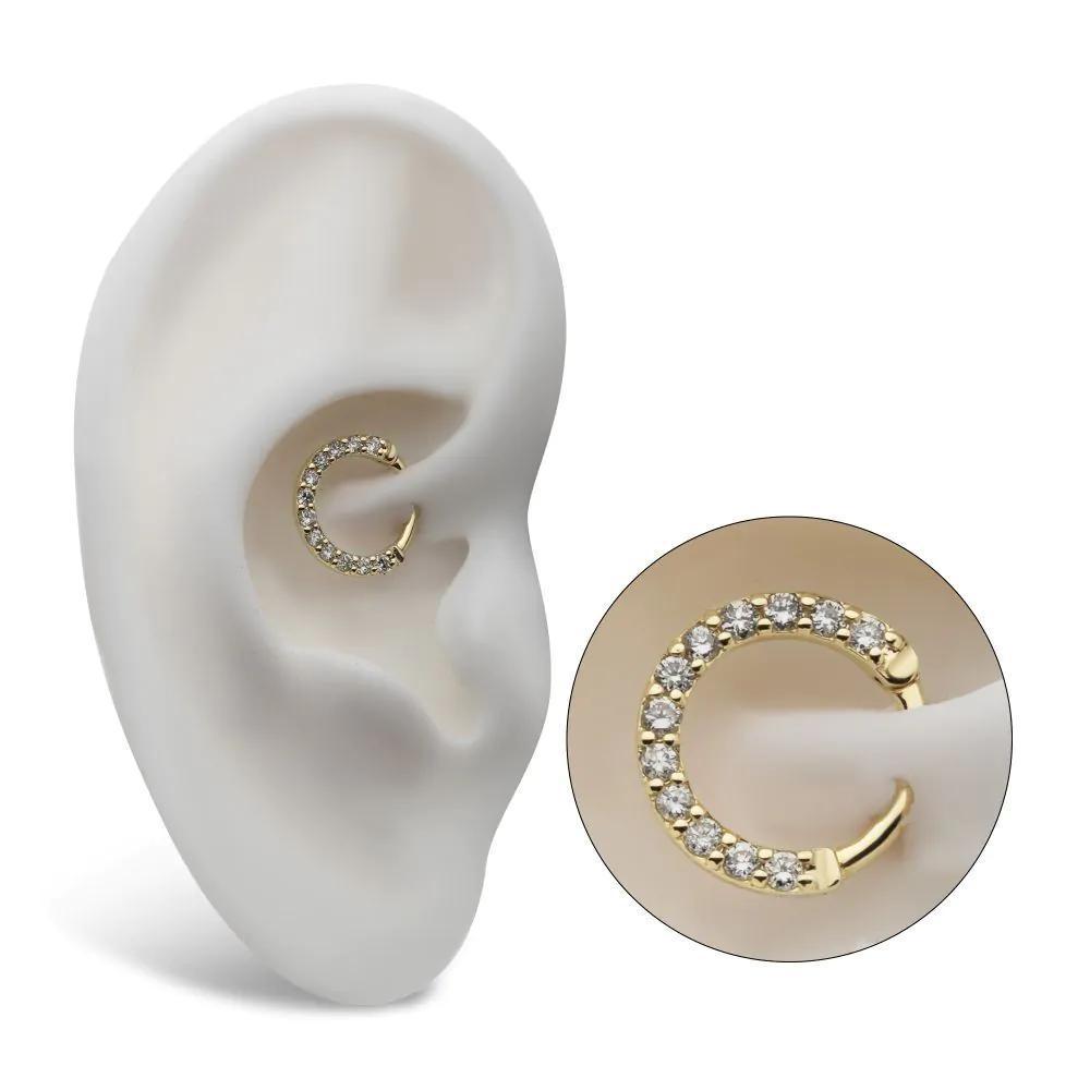 Invictus | 14k gold | Eternity Front Facing Hinged Hoop | Lab-Grown Diamonds