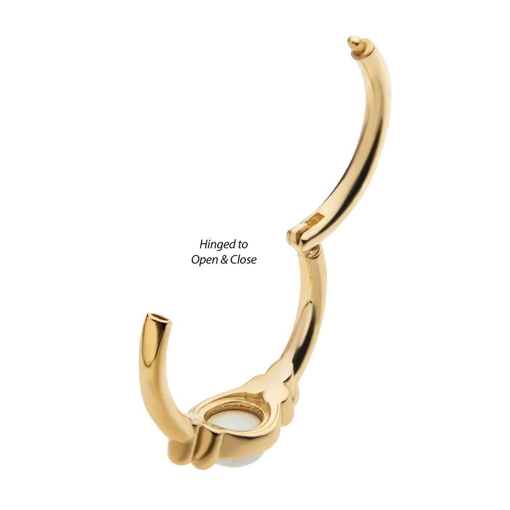 Invictus | 14k gold | Gold Beads & Centerpiece Bezel | Synthetic Opal