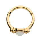 Invictus | 14k gold | Gold Beads & Centerpiece Bezel | Synthetic Opal