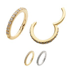 Invictus | 14k gold | Prong Set Eternity | Side Facing Hinged Hoop | Clear CZ