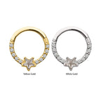 Invictus | 14k gold | Forward Facing Hinged Hoop | Star CZ