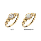 Invictus | 14k gold | Side Facing Hinged Hoop | 3mm Gem + Moon Phases