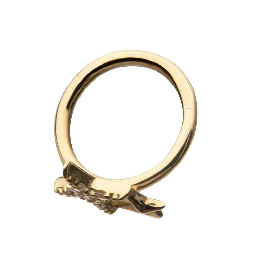 Invictus | 14k gold | Side Facing Hinged Hoop | Pave CZ Stars