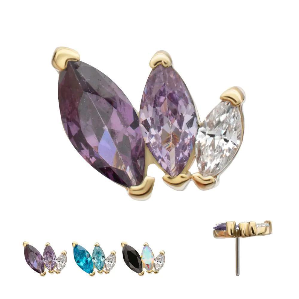 Invictus | 14k gold | Triple Gem Marquise Cascade | CZ
