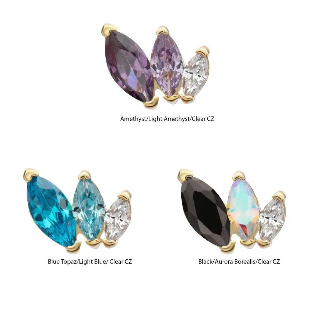 Invictus | 14k gold | Triple Gem Marquise Cascade | CZ