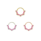 Buddha | 14k gold | Lola Hinged Hoop | Pink Sapphire + Enamel
