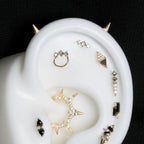 Buddha | 14k gold | Neoteric Hinged Hoop | Clear CZ