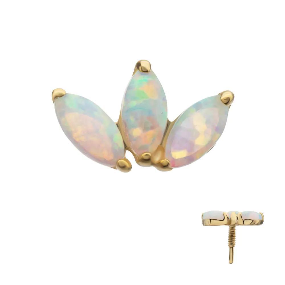 Invictus | 14k gold | 3-Cluster Marquise | Synthetic Opal
