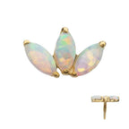 Invictus | 14k gold | 3-Cluster Marquise | Synthetic Opal