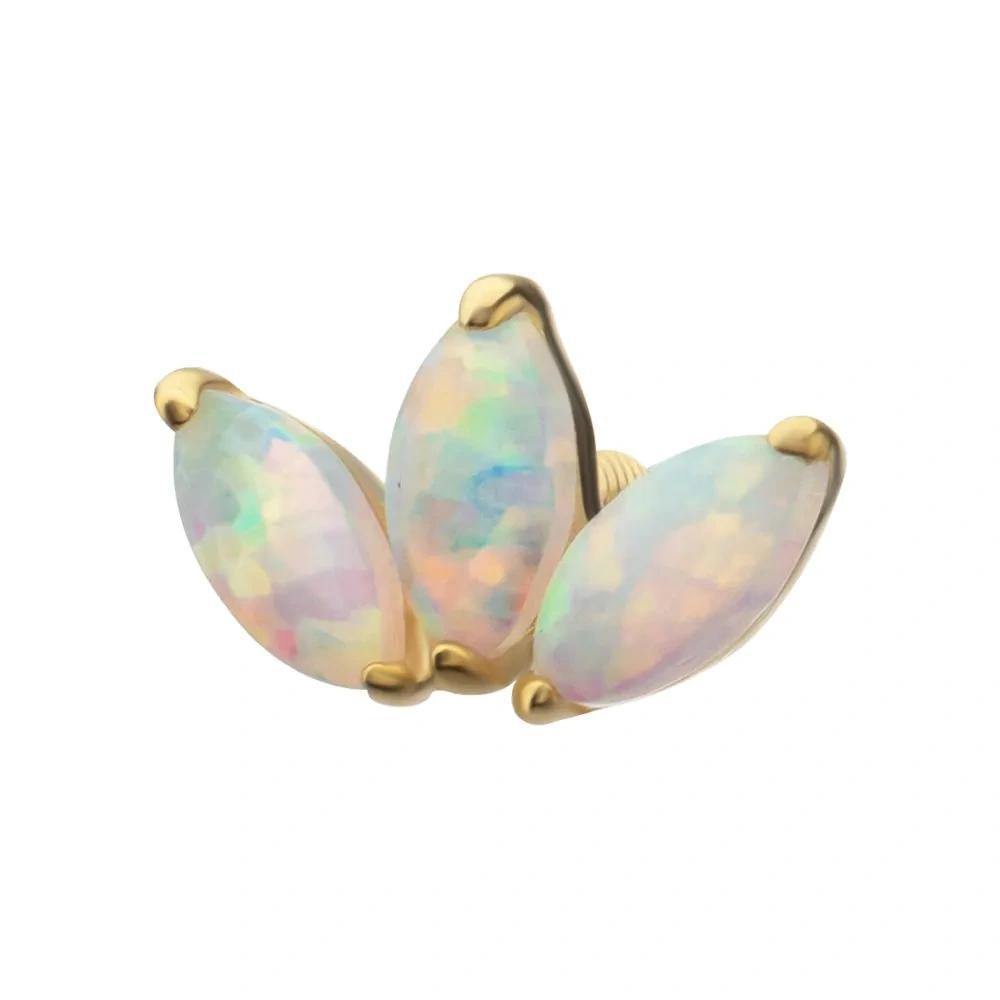Invictus | 14k gold | 3-Cluster Marquise | Synthetic Opal