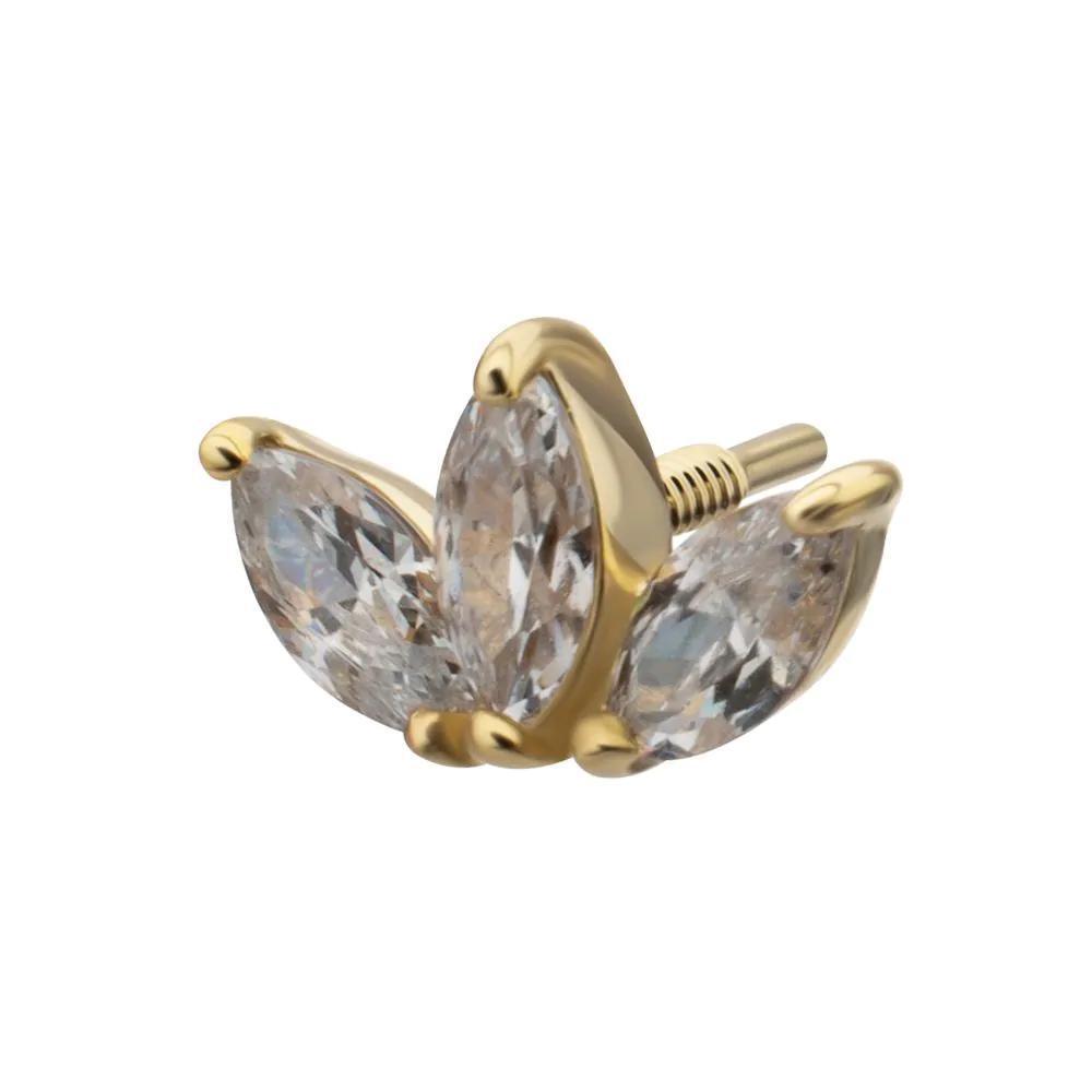Invictus | 14k gold | Triple Cluster Marquise Fan | CZ