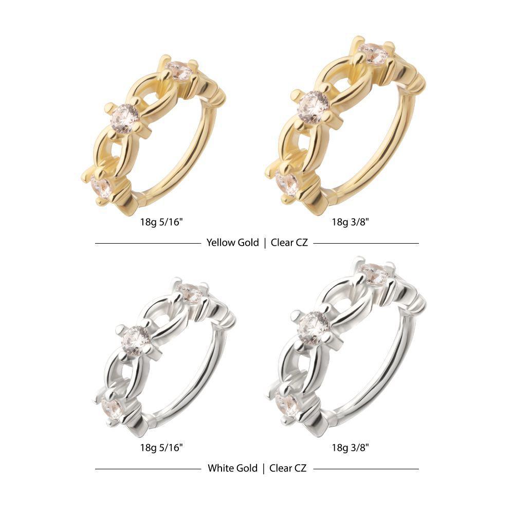 Invictus | 14K Gold | 18g Braided Side Facing Hinged Hoop with Prong Set Gem