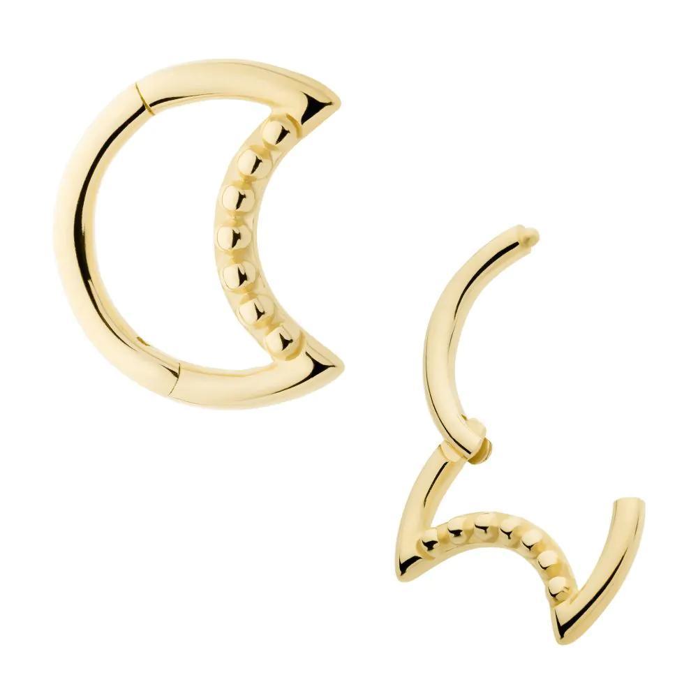 Invictus | 14k gold | Moon Hinged Hoop with Beads