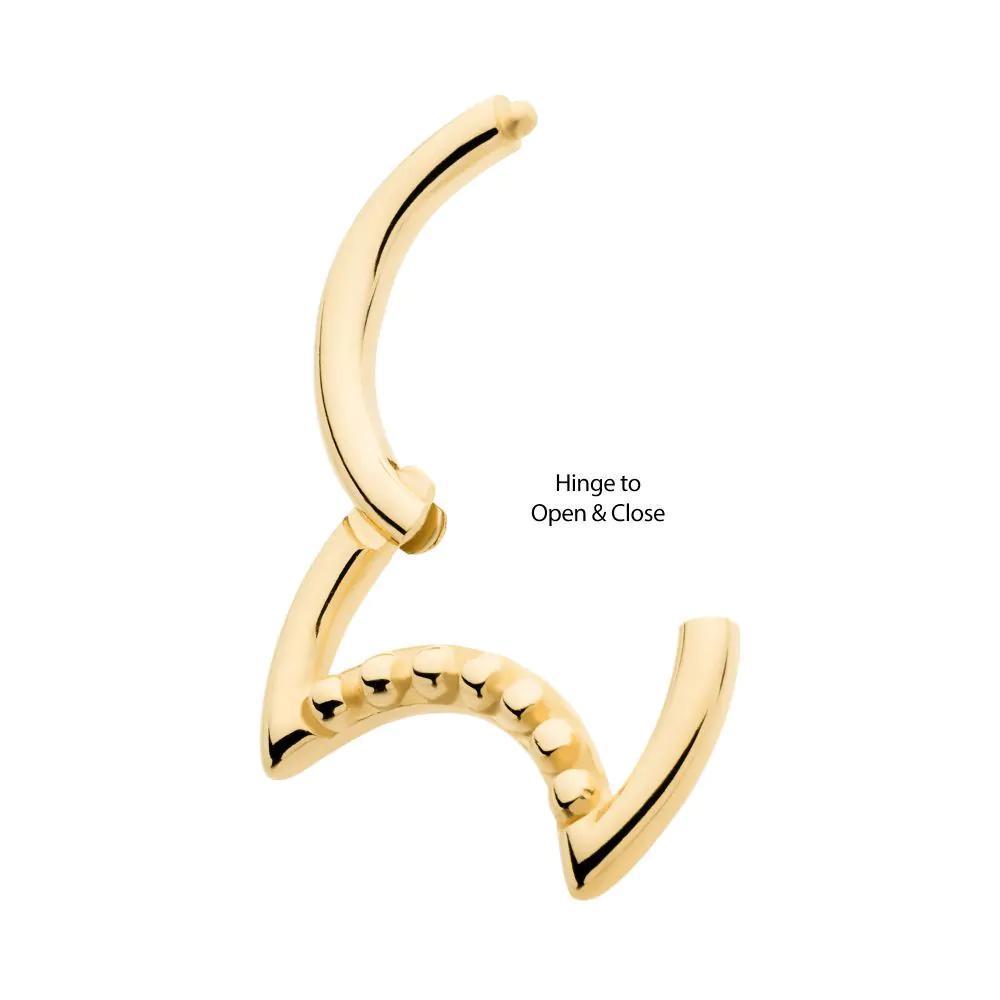 Invictus | 14k gold | Moon Hinged Hoop with Beads