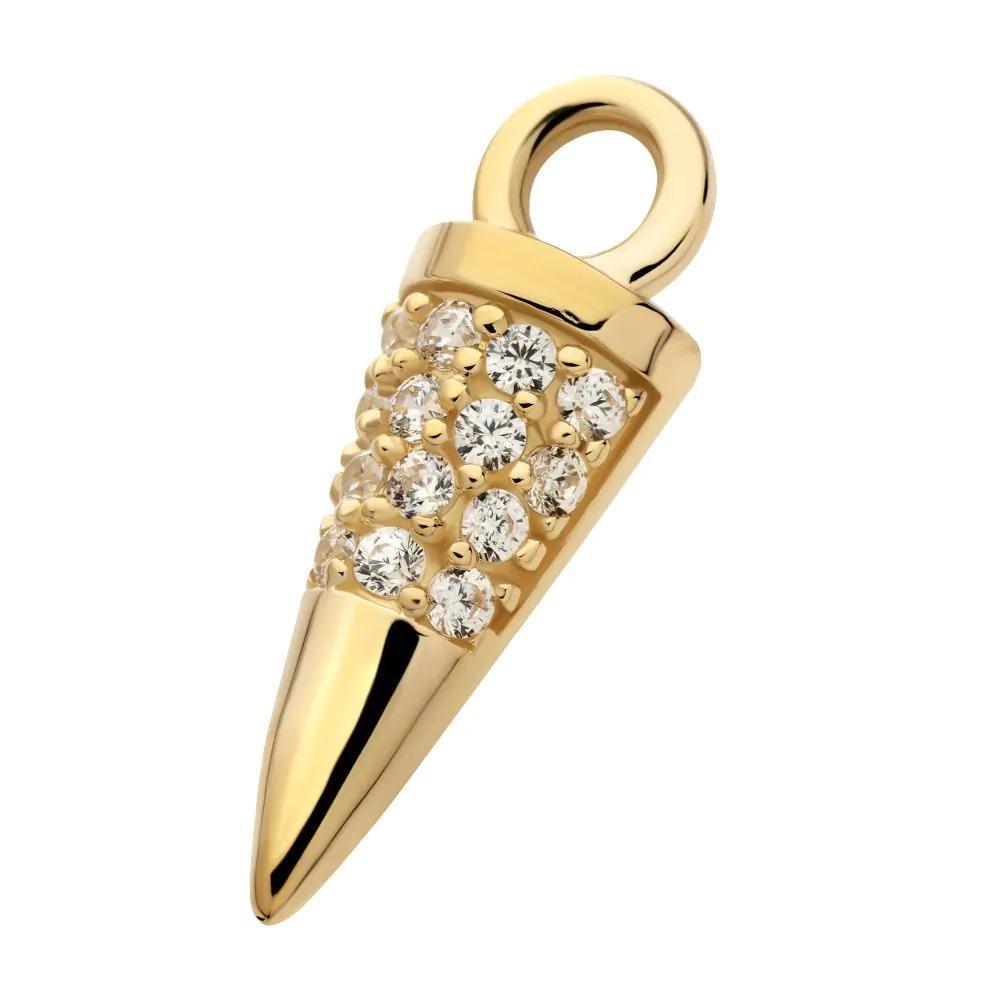 Invictus | 14k gold | Gemmed Cone Charm | Clear CZ