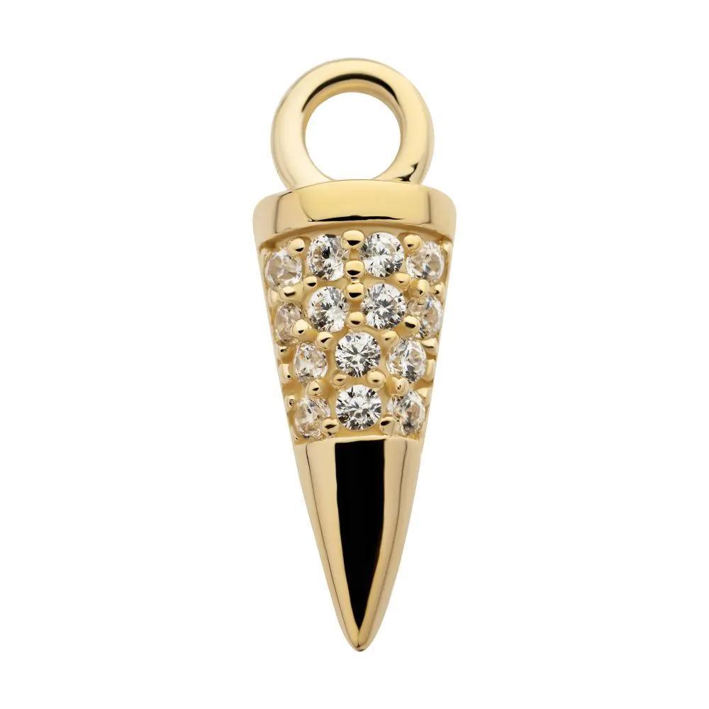 Invictus | 14k gold | Gemmed Cone Charm | Clear CZ
