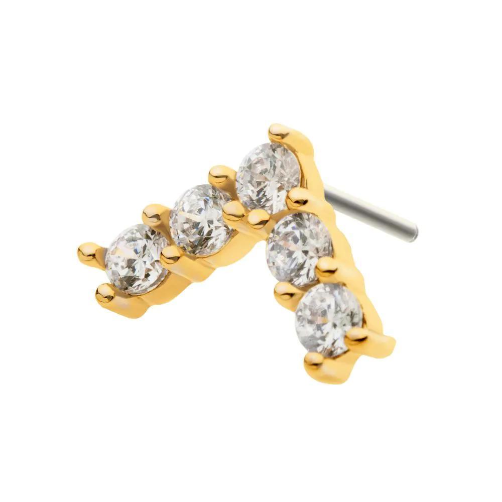 Invictus | 14k gold | 5-Gem Triangle | Clear CZ