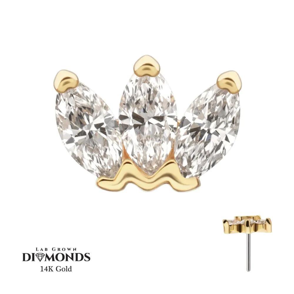 Invictus | 14k gold | 3-Gem Marquise Fan | Lab Grown Diamonds
