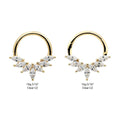 Invictus | 14k gold | Front Facing Hinged Hoop | 7-Marquise Wreath | Clear CZ