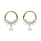 Invictus | 14k gold | Front Facing Hinged Hoop | 7-Marquise Wreath | Clear CZ
