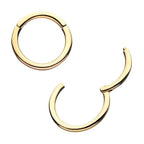 Invictus | 14k gold | Yellow Gold Plain Hinged Hoop