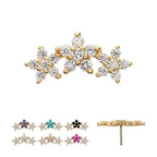 Invictus | 14k Gold | Threadless 6-Prong Gem Cluster Flower Top | Cubic Zirconia