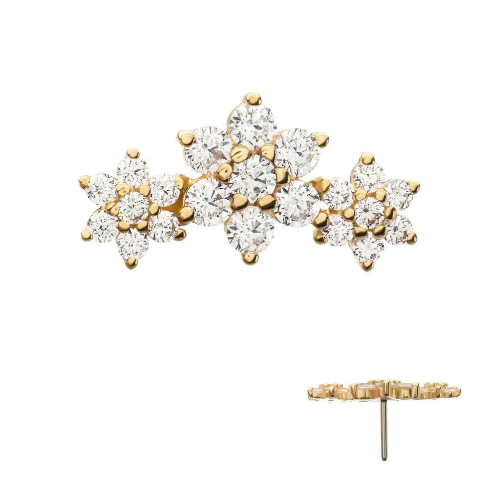 Invictus | 14k Gold | Threadless 7-Prong Gem Cluster Flower Top | Cubic Zirconia