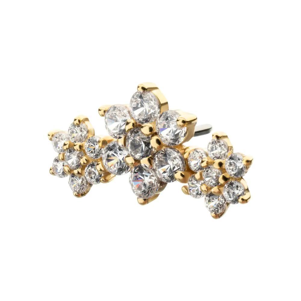 Invictus | 14k Gold | Threadless 7-Prong Gem Cluster Flower Top | Cubic Zirconia