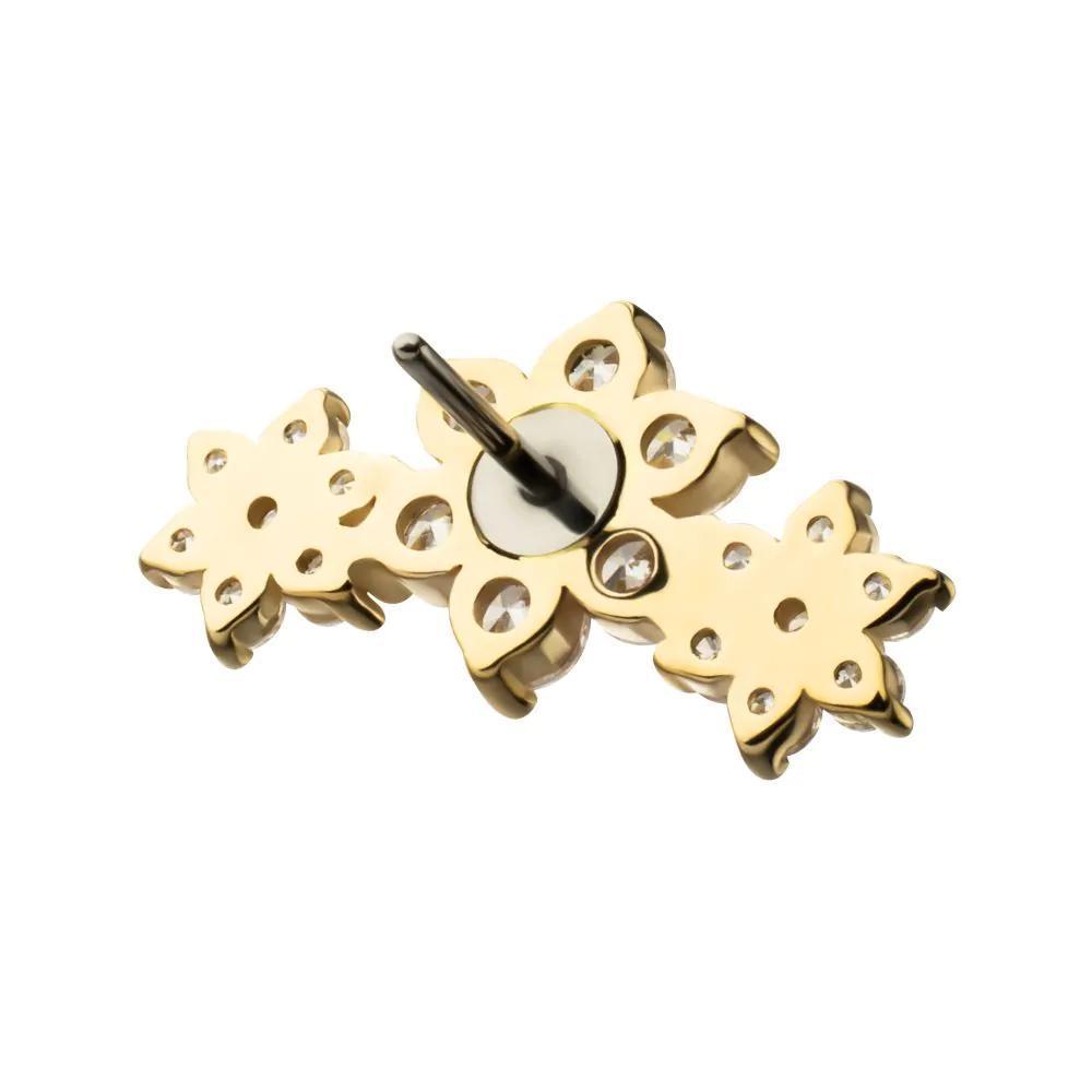Invictus | 14k Gold | Threadless 7-Prong Gem Cluster Flower Top | Cubic Zirconia