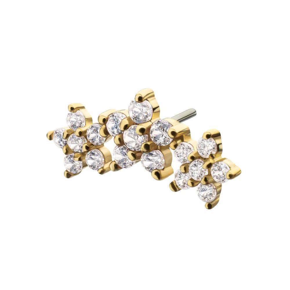 Invictus | 14k Gold | Threadless 6-Prong Gem Cluster Flower Top | Cubic Zirconia