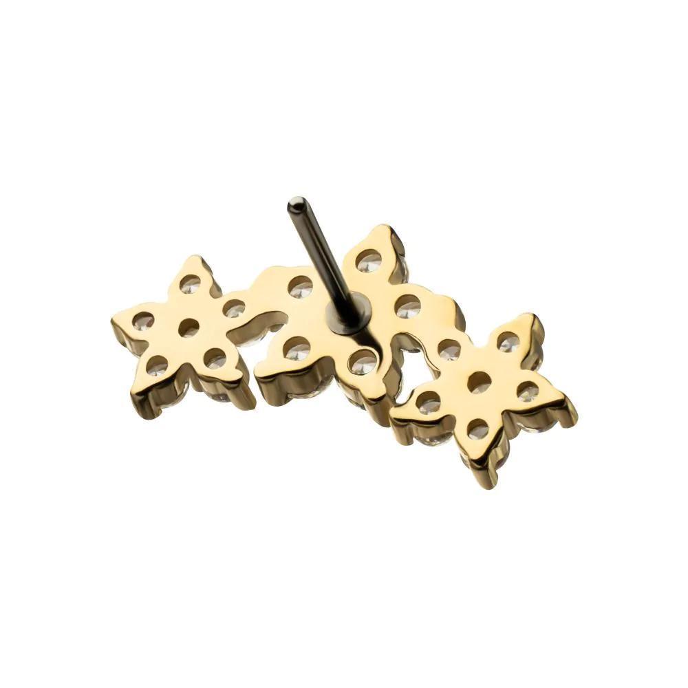 Invictus | 14k Gold | Threadless 6-Prong Gem Cluster Flower Top | Cubic Zirconia