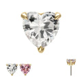 Invictus | 14k Gold | Threadless 3-Prong "Icon Heart" Gem Top | Cubic Zirconia
