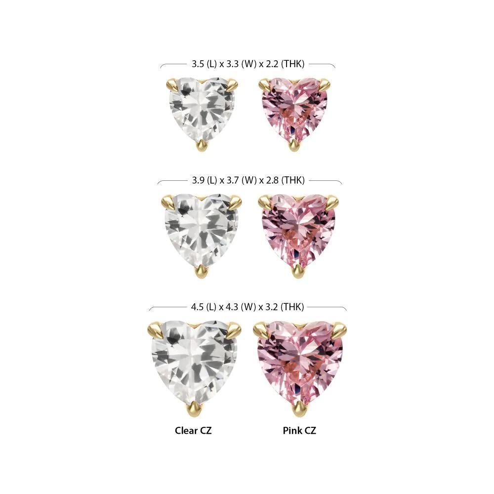 Invictus | 14k Gold | Threadless 3-Prong "Icon Heart" Gem Top | Cubic Zirconia