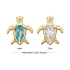 Invictus | 14k Gold | Threadless Teardrop Gem Turtle Top | Cubic Zirconia