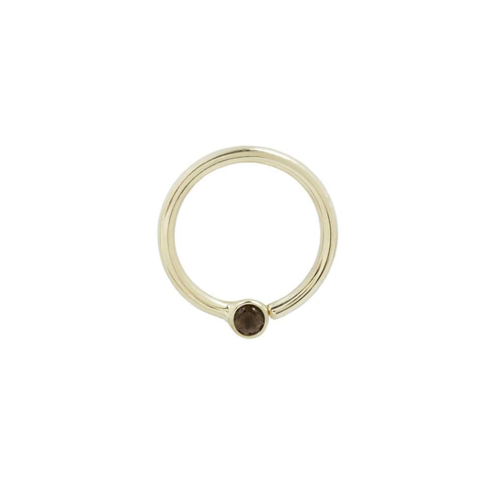 Buddha | 14k gold | Fixed Bezel Seam Ring | 2mm Smoky Quartz