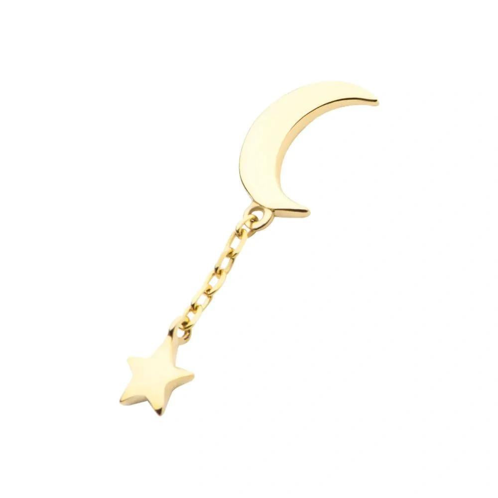 Invictus | 14k gold | Moon with Star Dangle