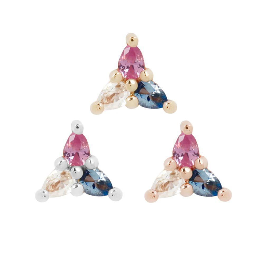 Buddha | 14k gold | 3 Little Pears | London Blue Topaz + White Topaz + Pink Sapphire