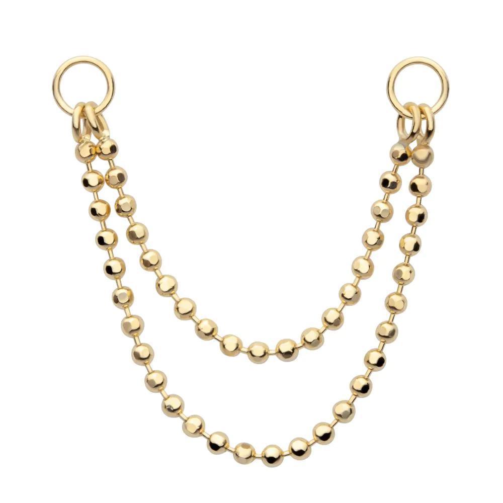 Invictus | 14k gold | 2- Tier Bead Chain with Rings