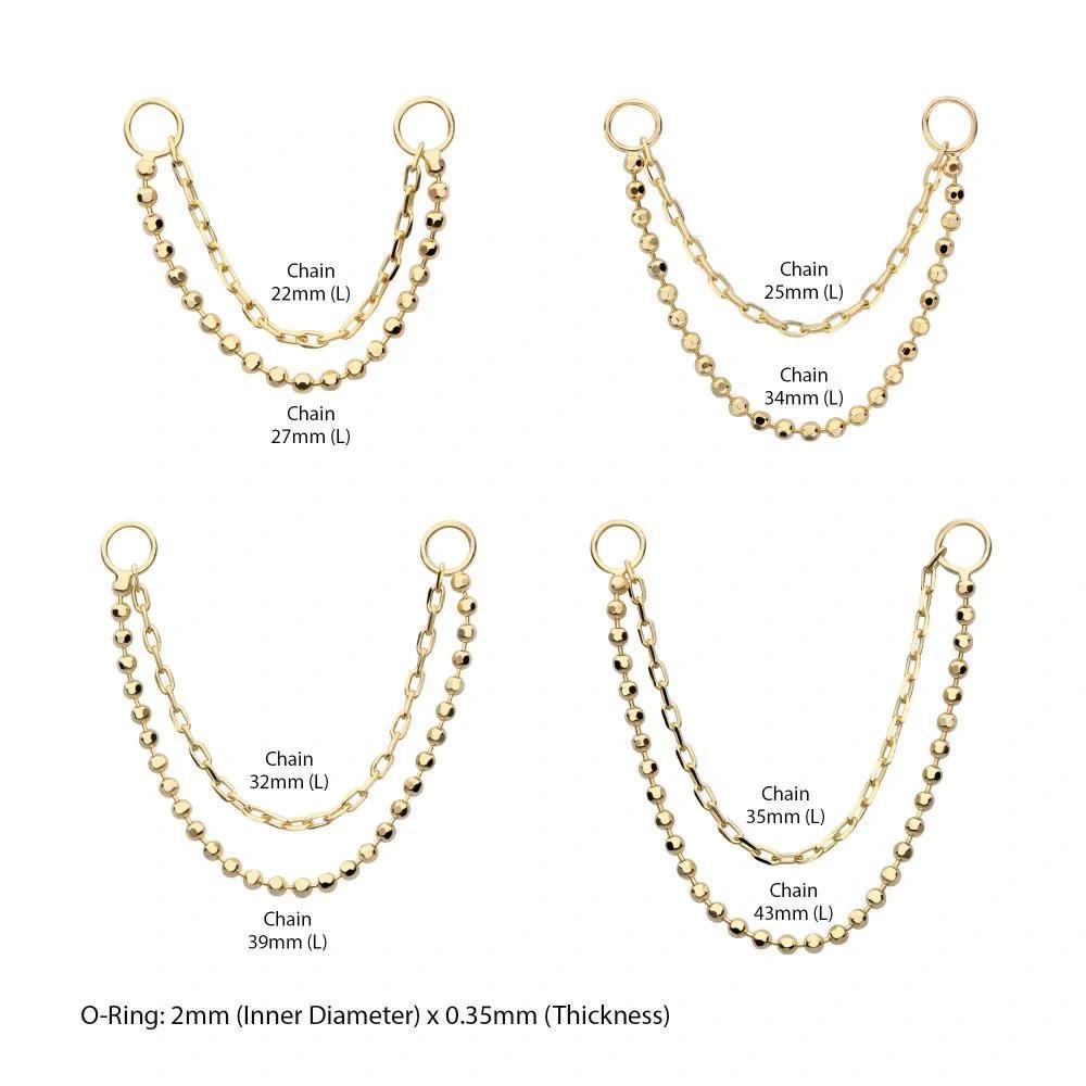 Invictus | 14k gold | 2-Tier Bead and Link Chain with Rings