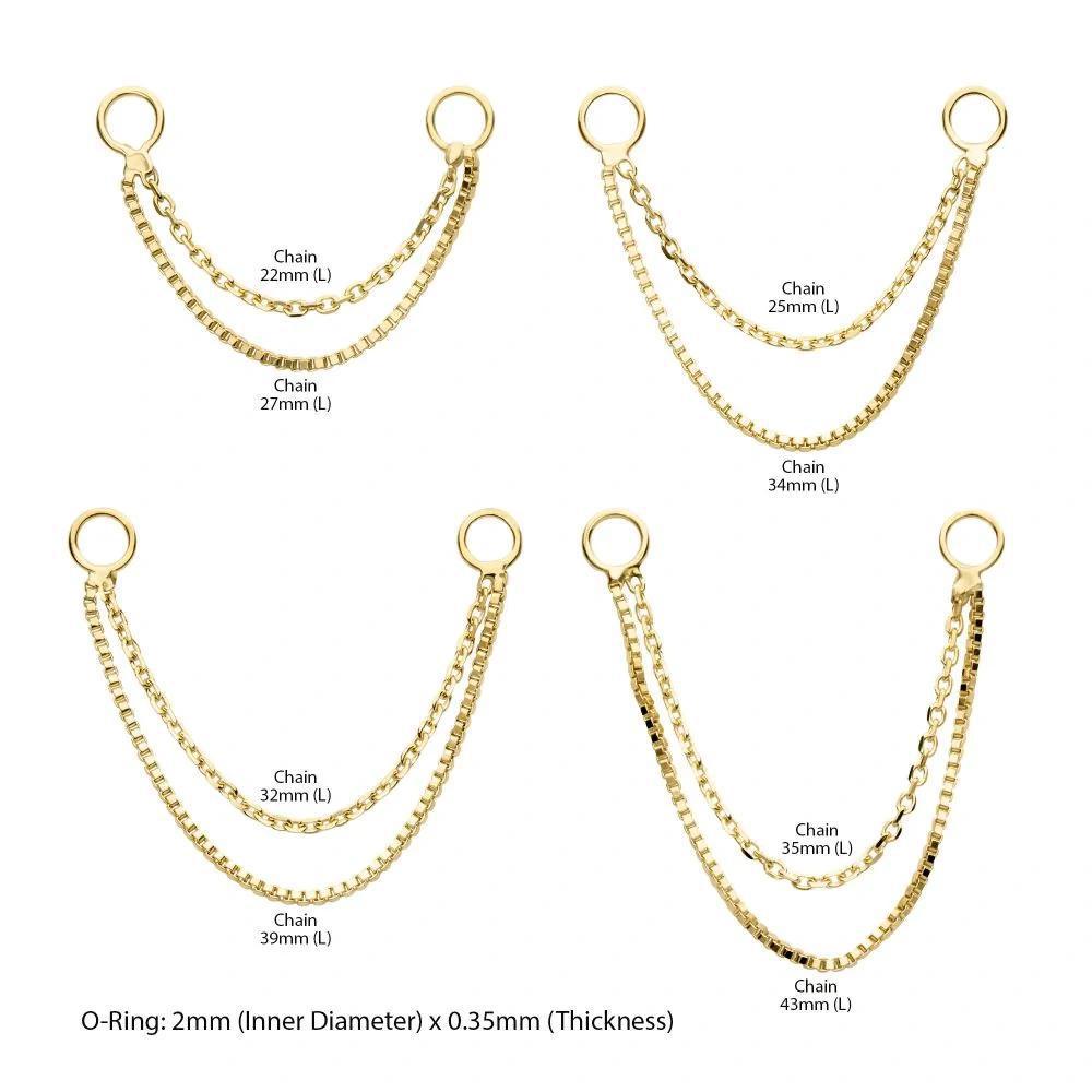 Invictus | 14k gold | 2-Tier Box and Link Chain with Rings