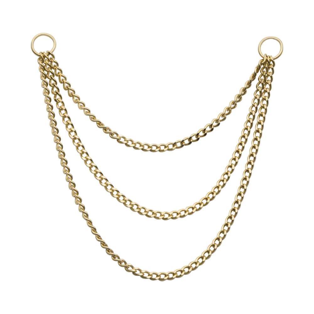 Invictus | 14k gold | 3 Tier Curb Chain with 2 Rings